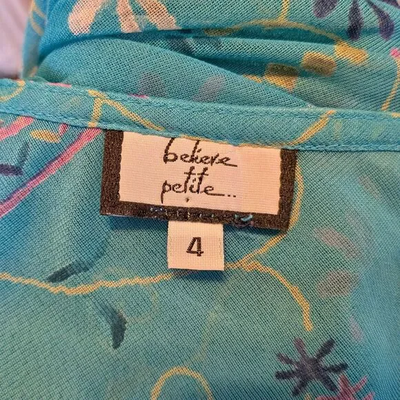 Vintage Y2K Floral Mesh Overlay Mini Dress, Empire Waist, Fairycore, Size 4P - Picture 8 of 8